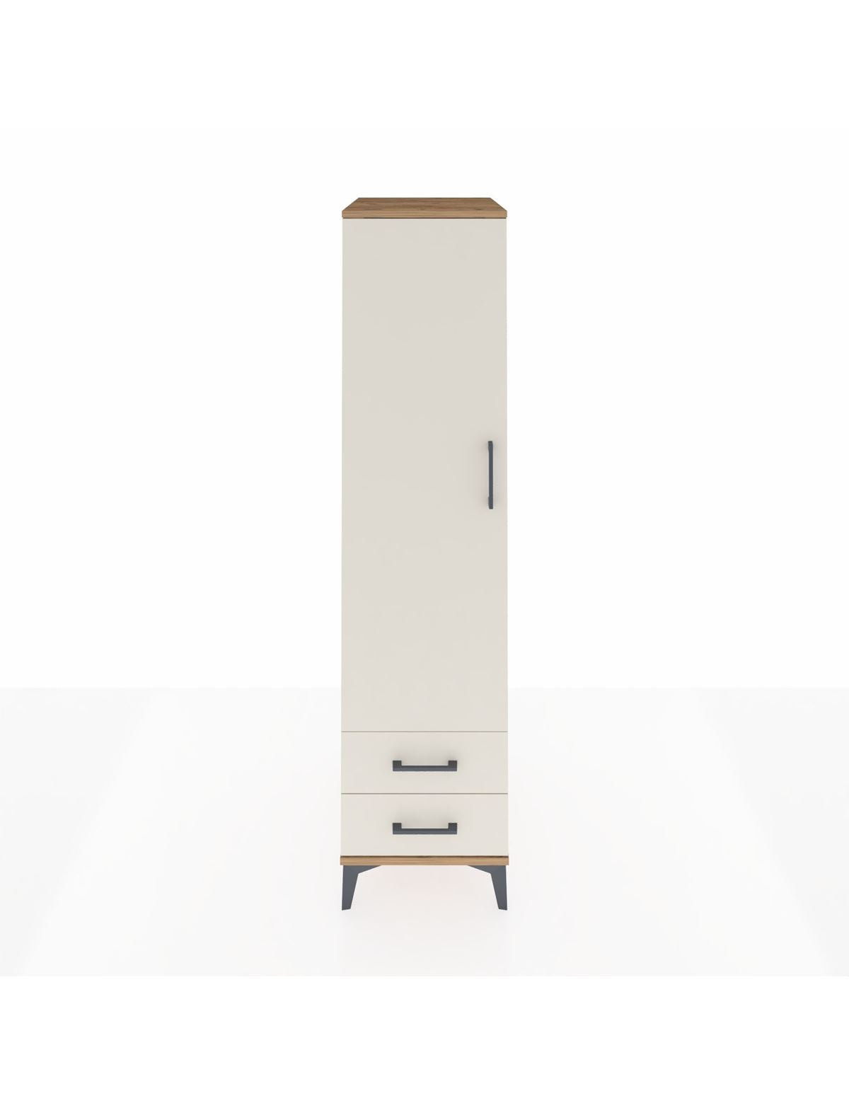 Kronos Dolap Tek Raflı 2 Çekmeceli Tek Askılı 44x59x182 Çam-Aytaşı