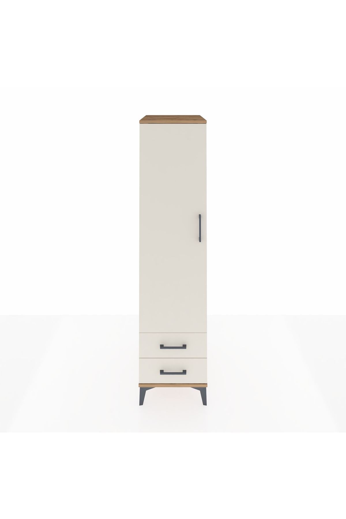 Kronos Dolap Tek Raflı 2 Çekmeceli Tek Askılı 44x59x182 Çam-Aytaşı