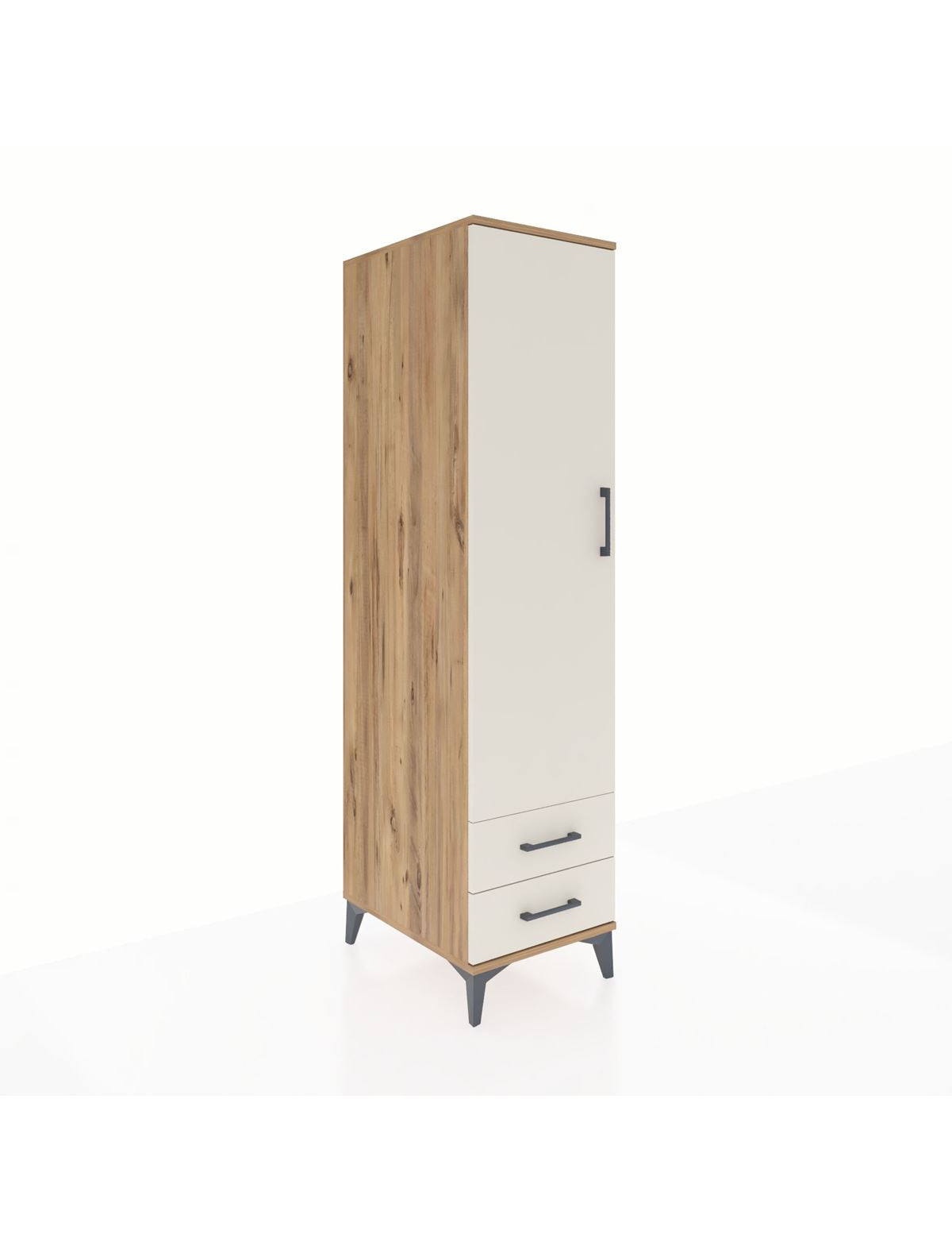 Kronos Dolap Tek Raflı 2 Çekmeceli Tek Askılı 44x59x182 Çam-Aytaşı