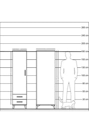 Kronos Dolap Tek Raflı 2 Çekmeceli Tek Askılı 44x59x182 Çam-Aytaşı
