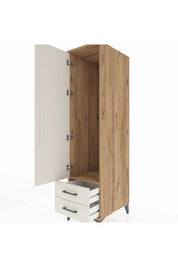 Kronos Dolap Tek Raflı 2 Çekmeceli Tek Askılı 44x59x182 Çam-Aytaşı