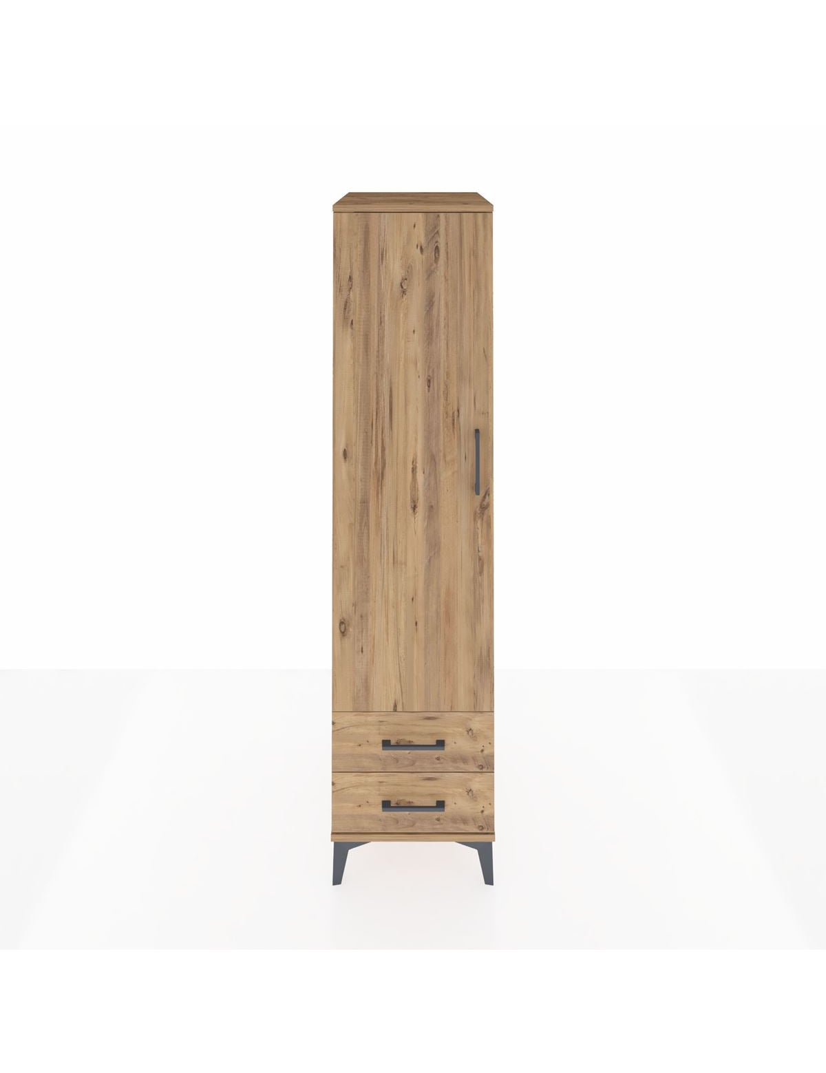 Kronos Dolap Tek Raflı 2 Çekmeceli Tek Askılı 44x59x182 Çam-Çam