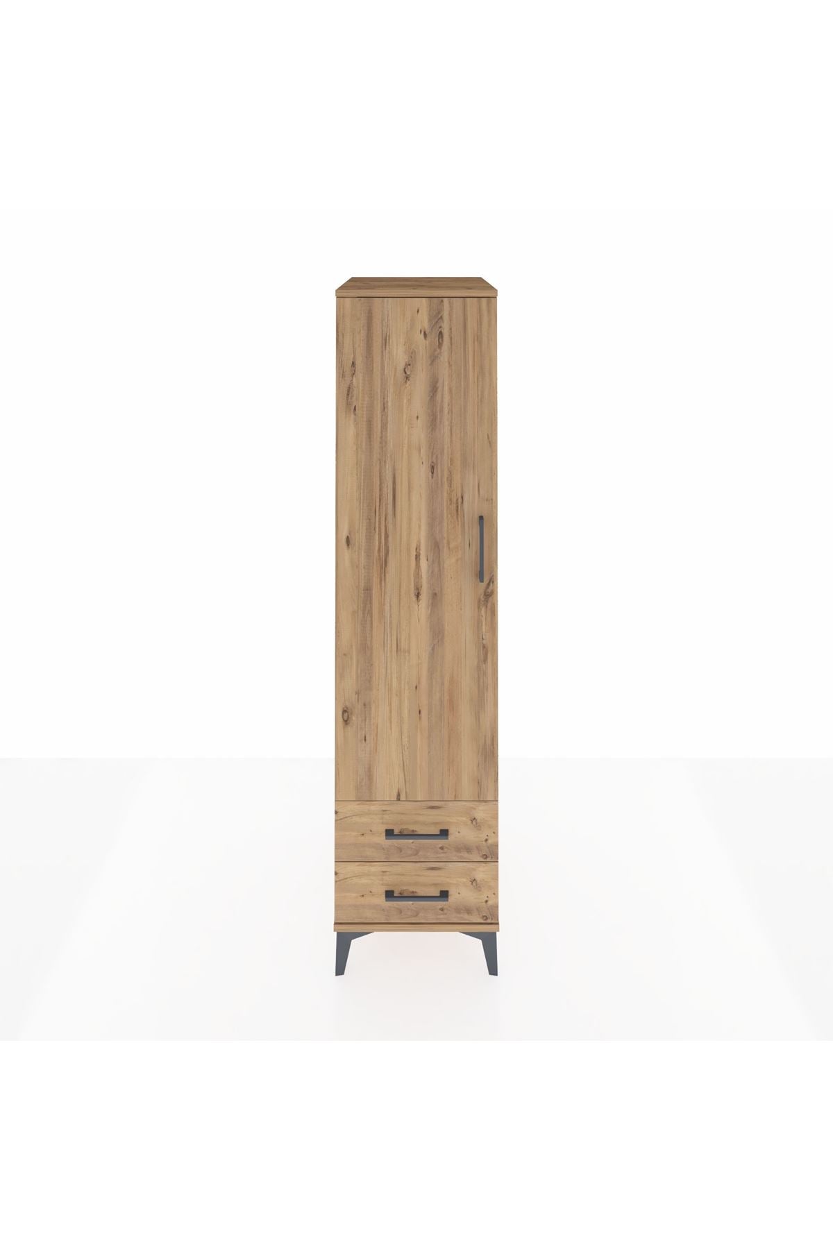 Kronos Dolap Tek Raflı 2 Çekmeceli Tek Askılı 44x59x182 Çam-Çam