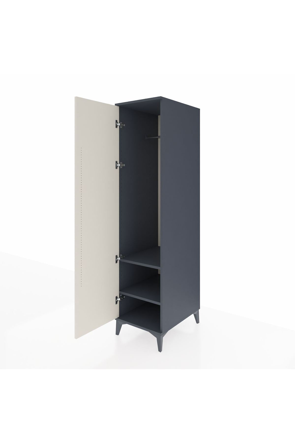 Kronos Dolap 2 Raflı Tek Kapaklı Tek Askılı 44x59x182 Antrasit-Aytaşı