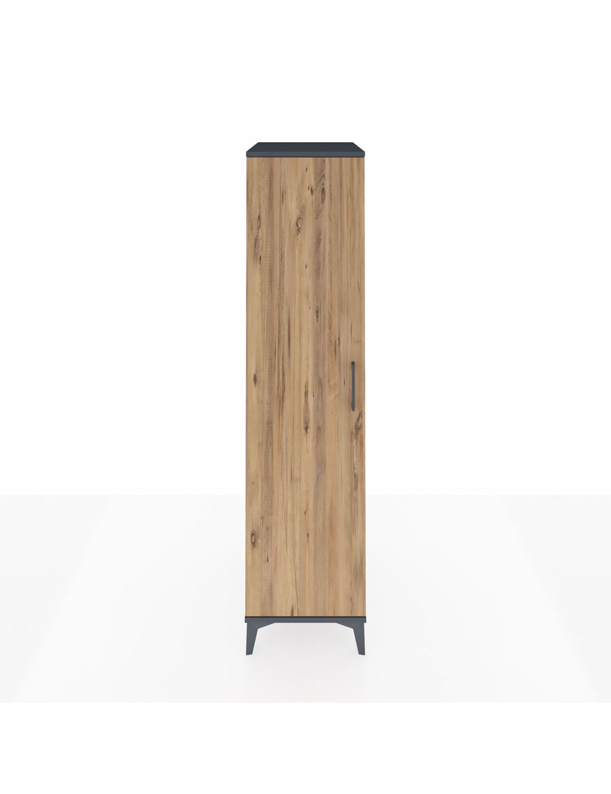 Kronos Dolap 2 Raflı Tek Kapaklı Tek Askılı 44x59x182 Antrasit-Çam