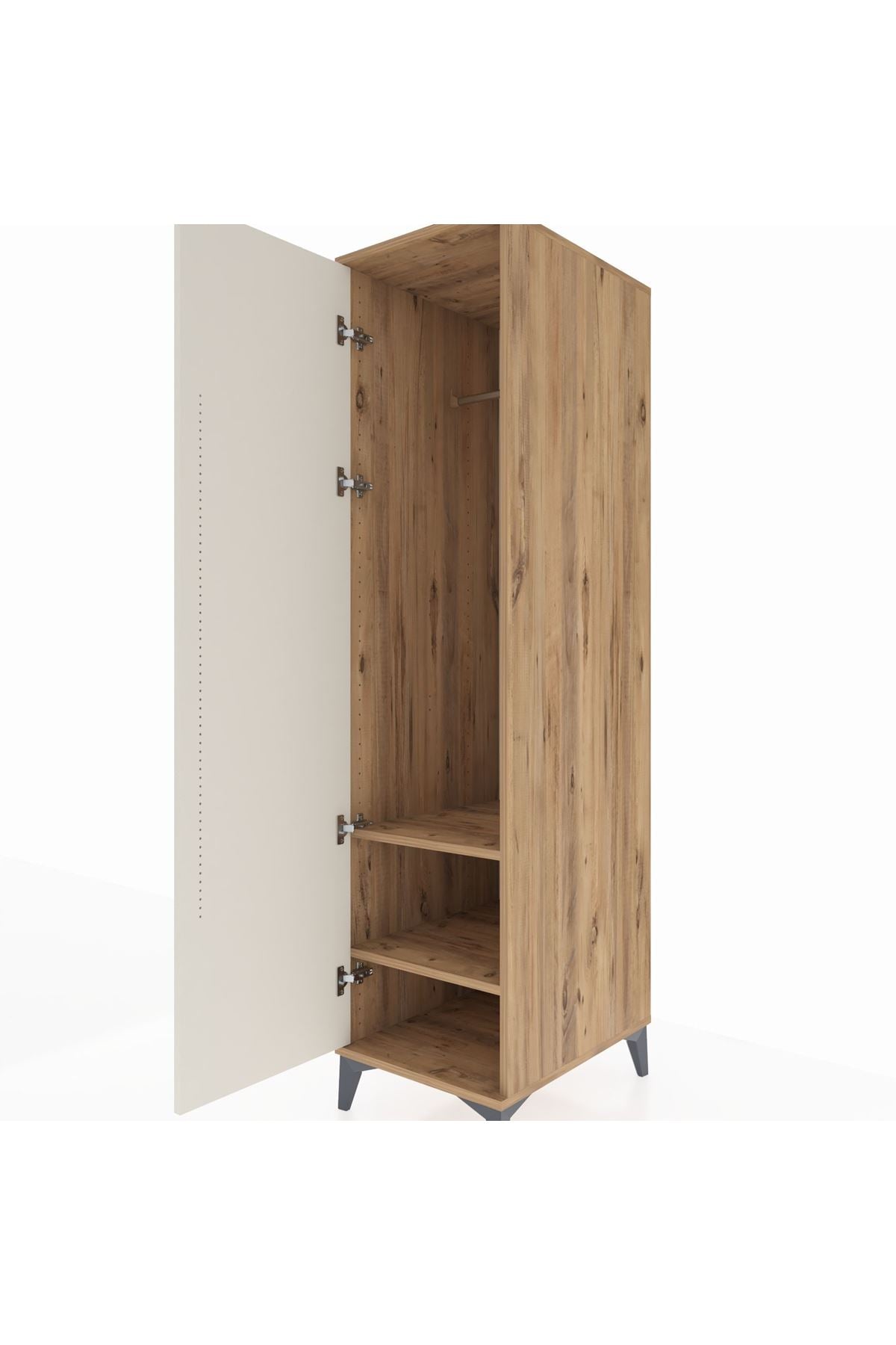 Kronos Dolap 2 Raflı Tek Kapaklı Tek Askılı 44x59x182 Çam-Aytaşı