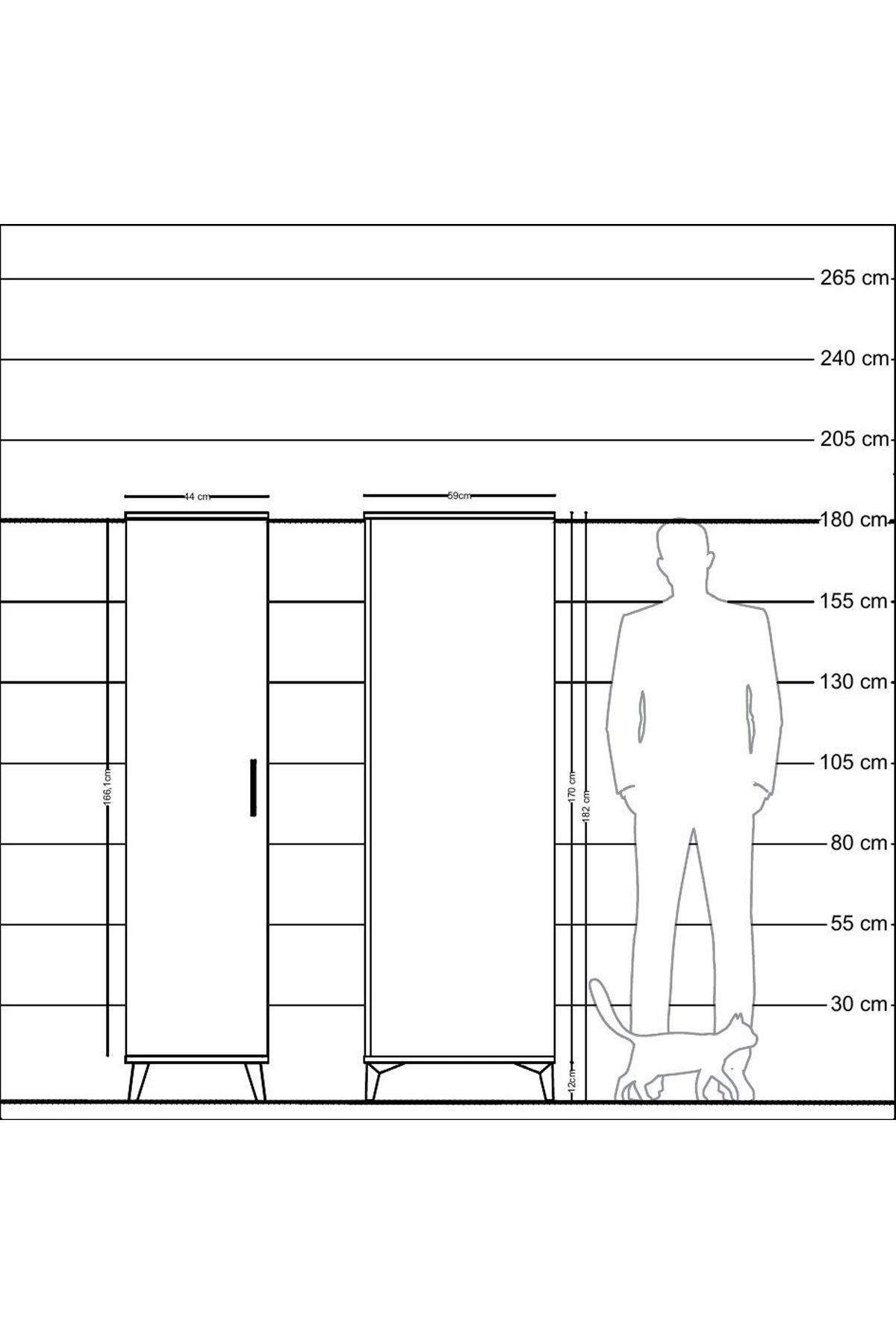 Kronos Dolap 2 Raflı Tek Kapaklı Tek Askılı 44x59x182 Çam-Aytaşı