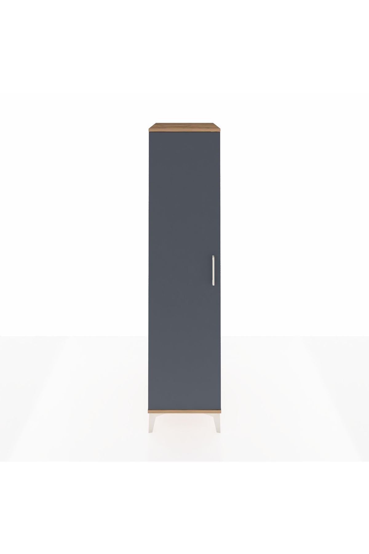 Kronos Dolap 2 Raflı Tek Kapaklı Tek Askılı 44x59x182 Çam-Antrasit