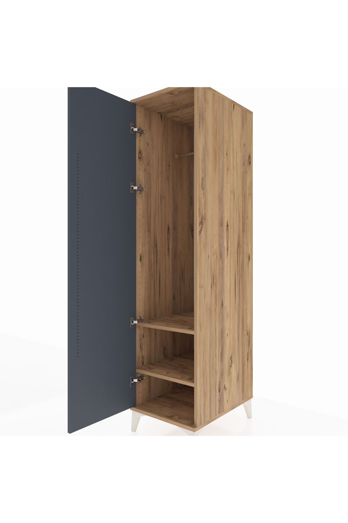 Kronos Dolap 2 Raflı Tek Kapaklı Tek Askılı 44x59x182 Çam-Antrasit