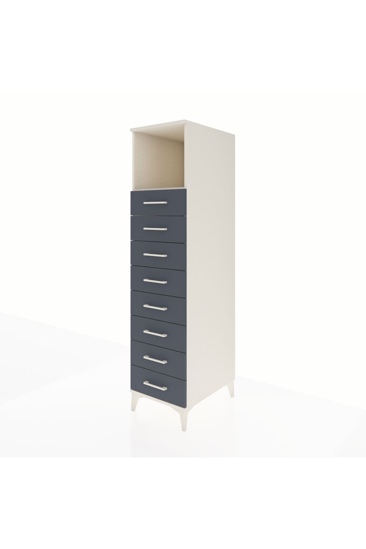 Kronos Dolap Tek Raflı 8 Çekmeceli 44x59x182 Aytaşı-Antrasit