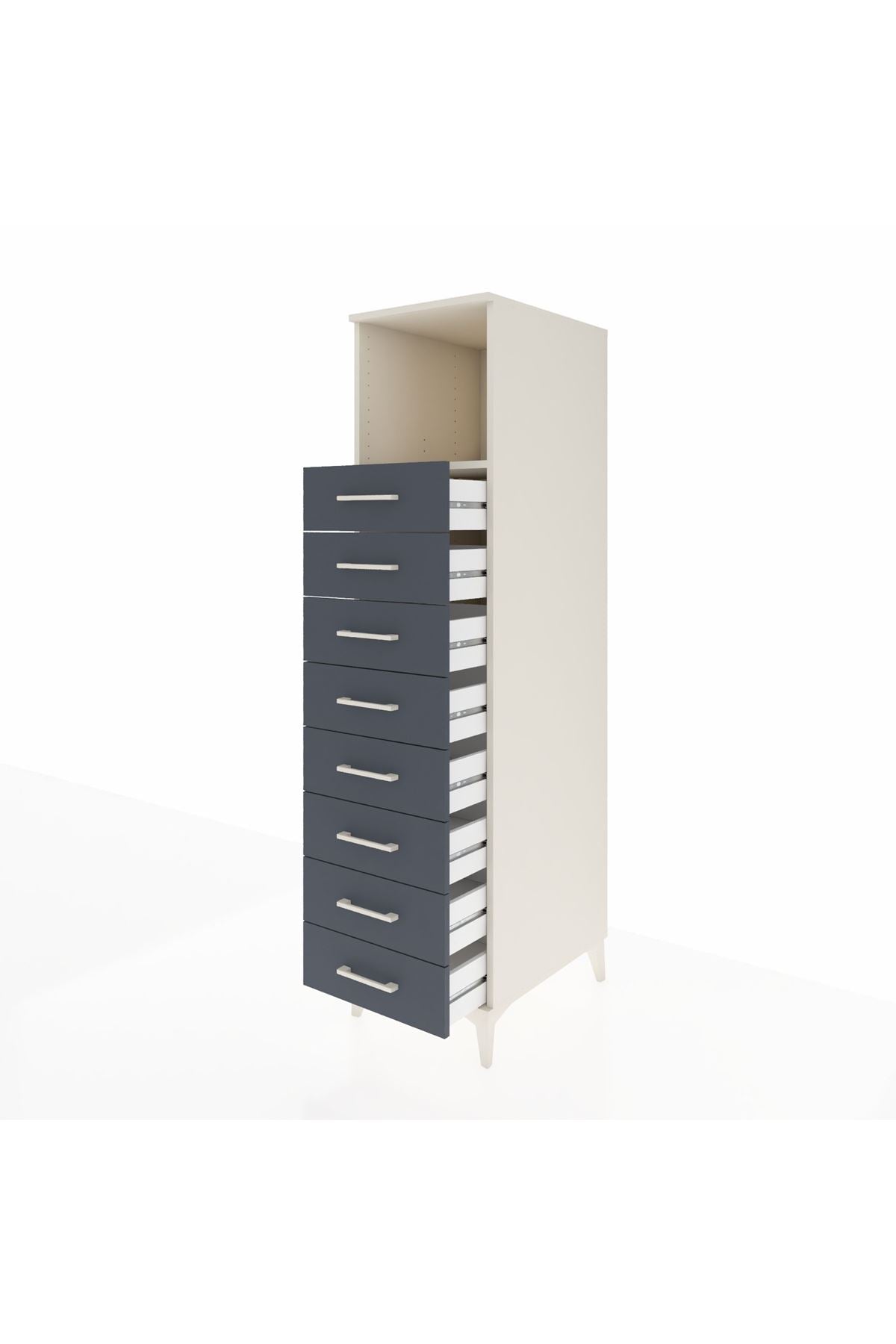 Kronos Dolap Tek Raflı 8 Çekmeceli 44x59x182 Aytaşı-Antrasit