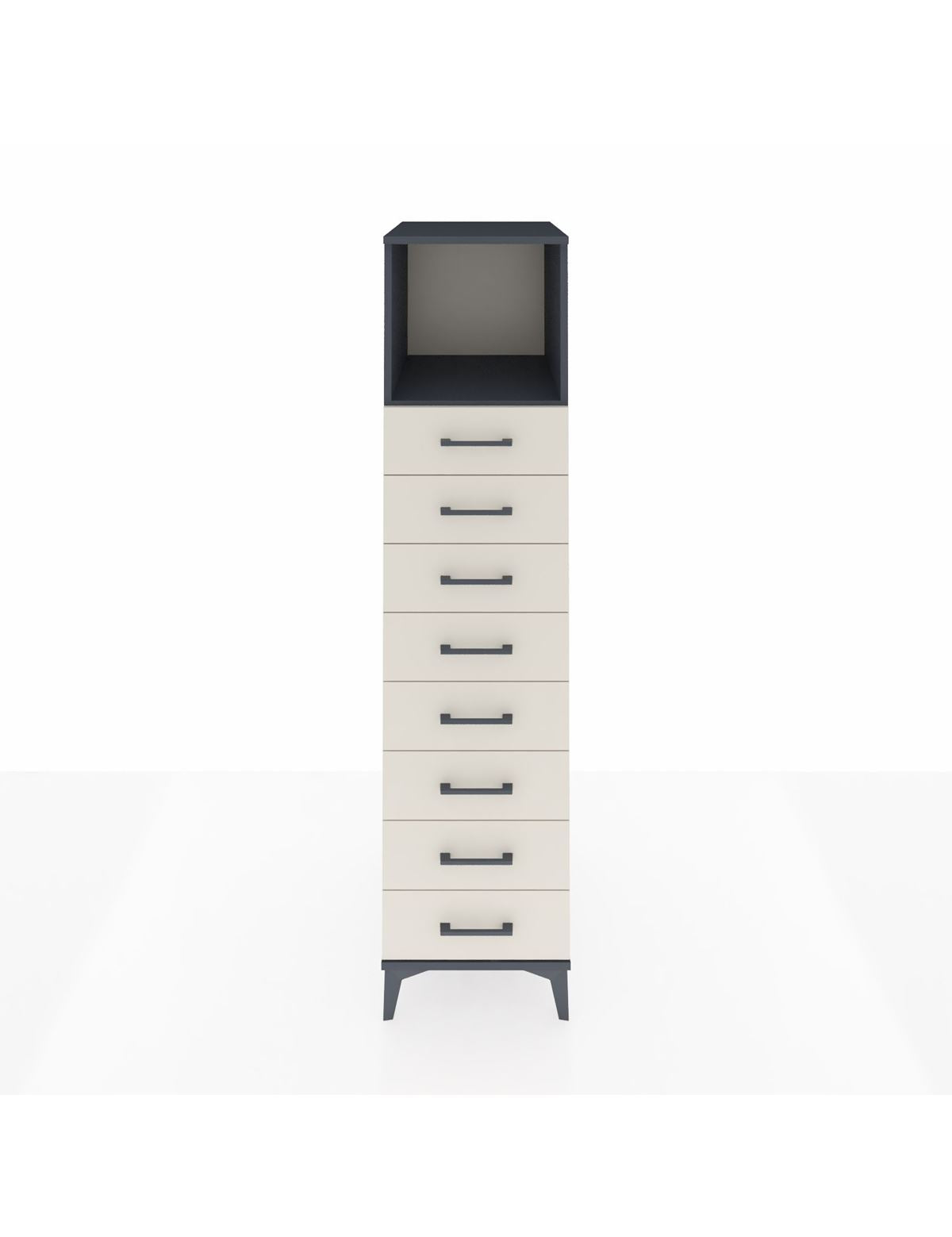 Kronos Dolap Tek Raflı 8 Çekmeceli 44x59x182 Antrasit-Aytaşı