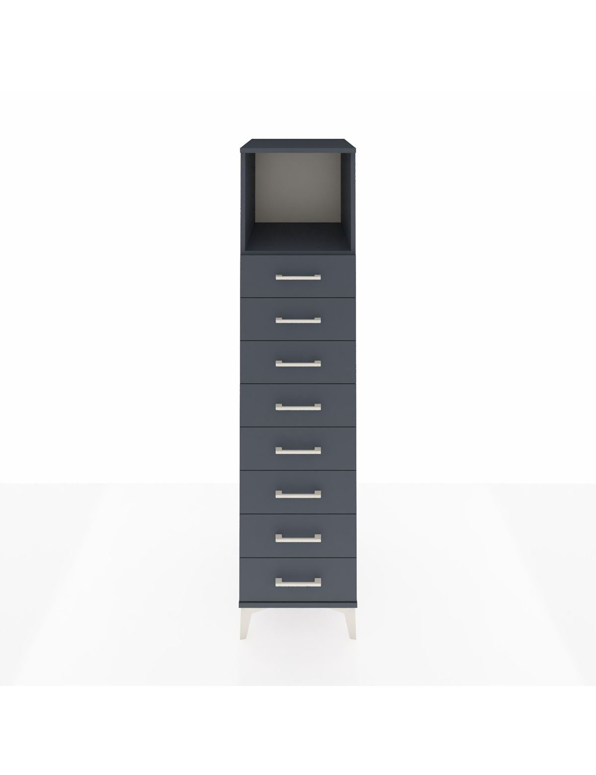 Kronos Dolap Tek Raflı 8 Çekmeceli 44x59x182 Antrasit-Antrasit