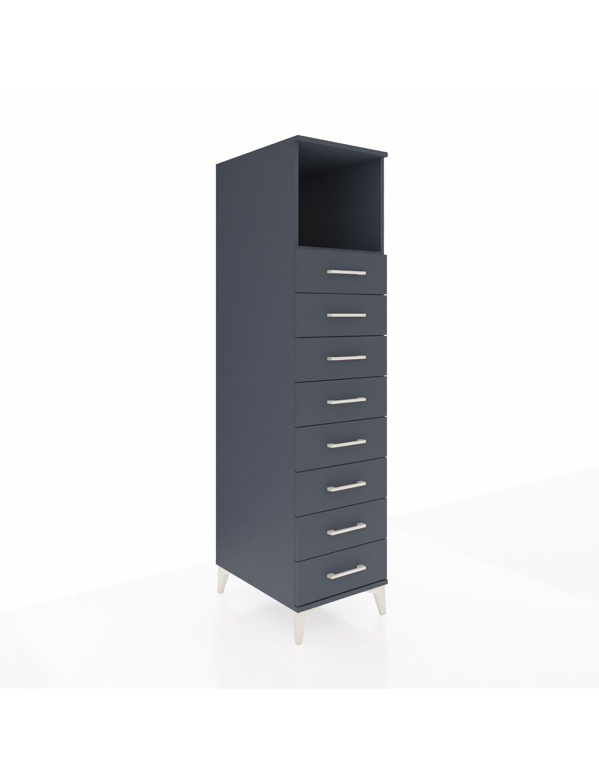 Kronos Dolap Tek Raflı 8 Çekmeceli 44x59x182 Antrasit-Antrasit