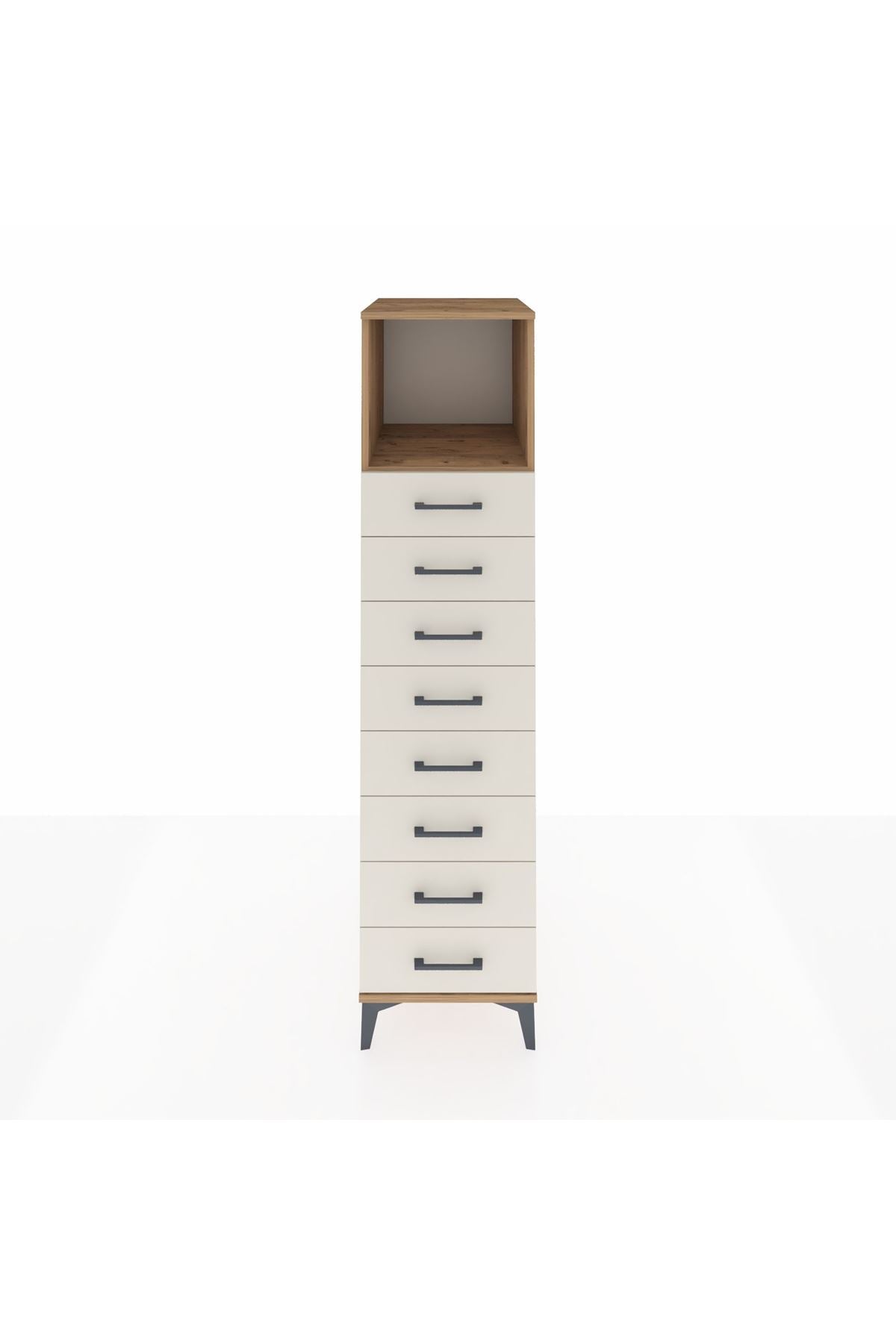 Kronos Dolap Tek Raflı 8 Çekmeceli 44x59x182 Çam-Aytaşı