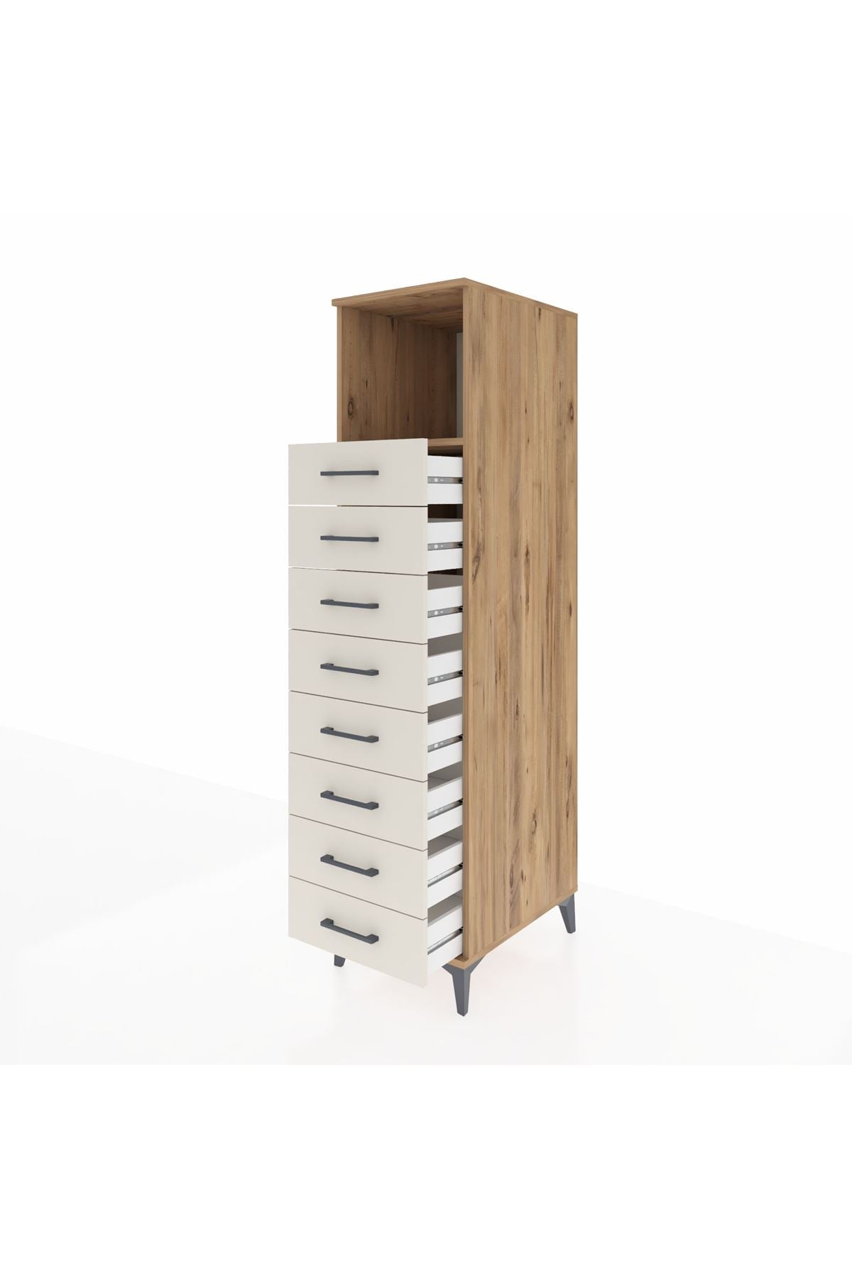 Kronos Dolap Tek Raflı 8 Çekmeceli 44x59x182 Çam-Aytaşı