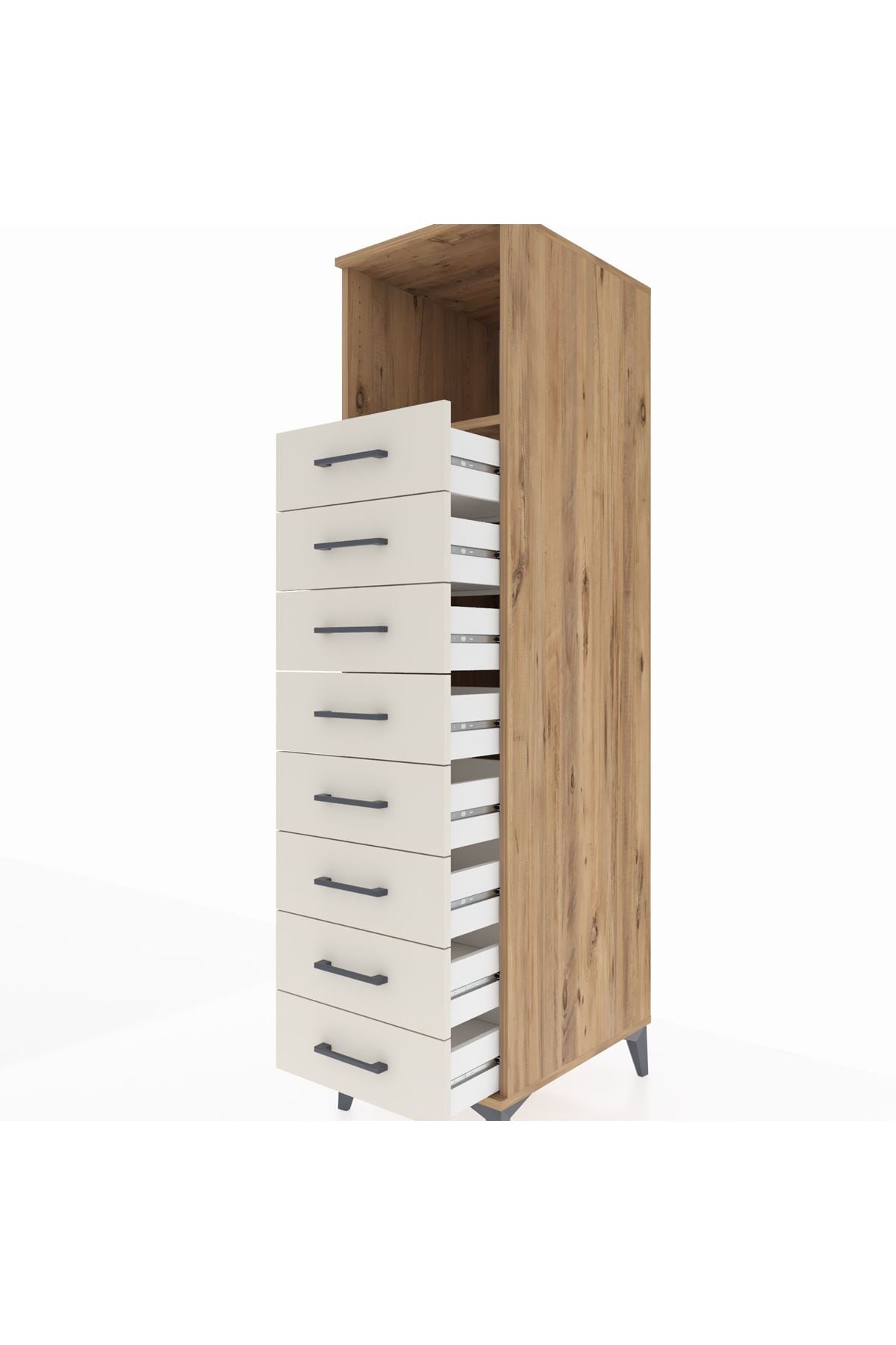 Kronos Dolap Tek Raflı 8 Çekmeceli 44x59x182 Çam-Aytaşı
