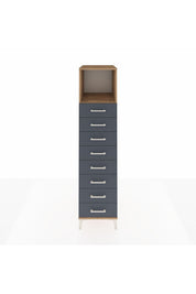 Kronos Dolap Tek Raflı 8 Çekmeceli 44x59x182 Çam-Antrasit