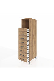 Kronos Dolap Tek Raflı 8 Çekmeceli 44x59x182 Çam-Çam
