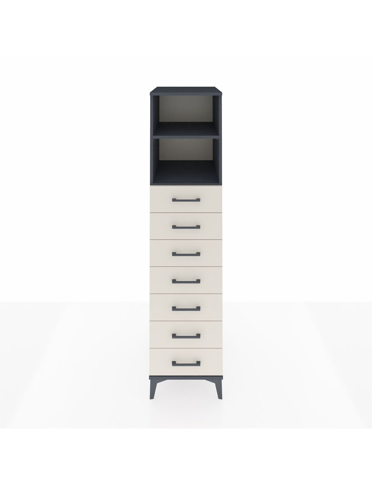 Kronos Dolap 2 Raflı 7 Çekmeceli 44x59x182 Antrasit-Aytaşı