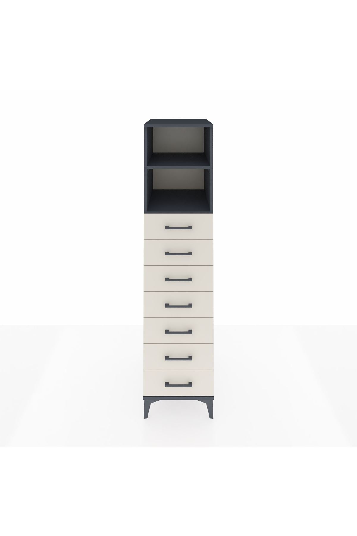 Kronos Dolap 2 Raflı 7 Çekmeceli 44x59x182 Antrasit-Aytaşı