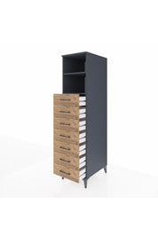 Kronos Dolap 2 Raflı 7 Çekmeceli 44x59x182 Antrasit-Çam