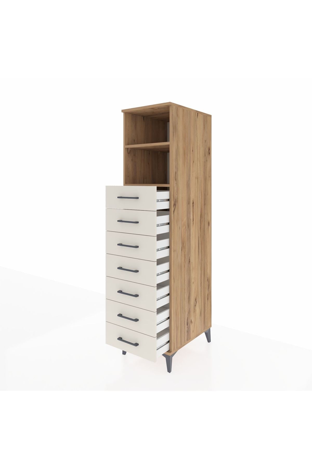 Kronos Dolap 2 Raflı 7 Çekmeceli 44x59x182 Çam-Aytaşı