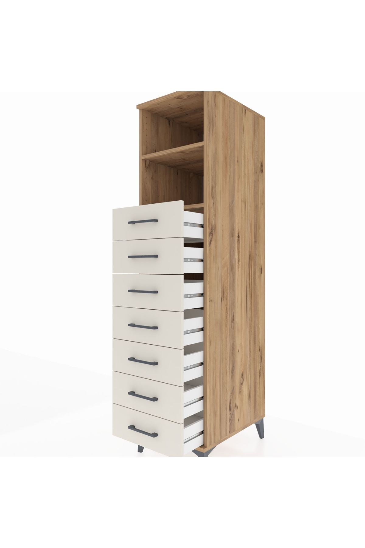 Kronos Dolap 2 Raflı 7 Çekmeceli 44x59x182 Çam-Aytaşı