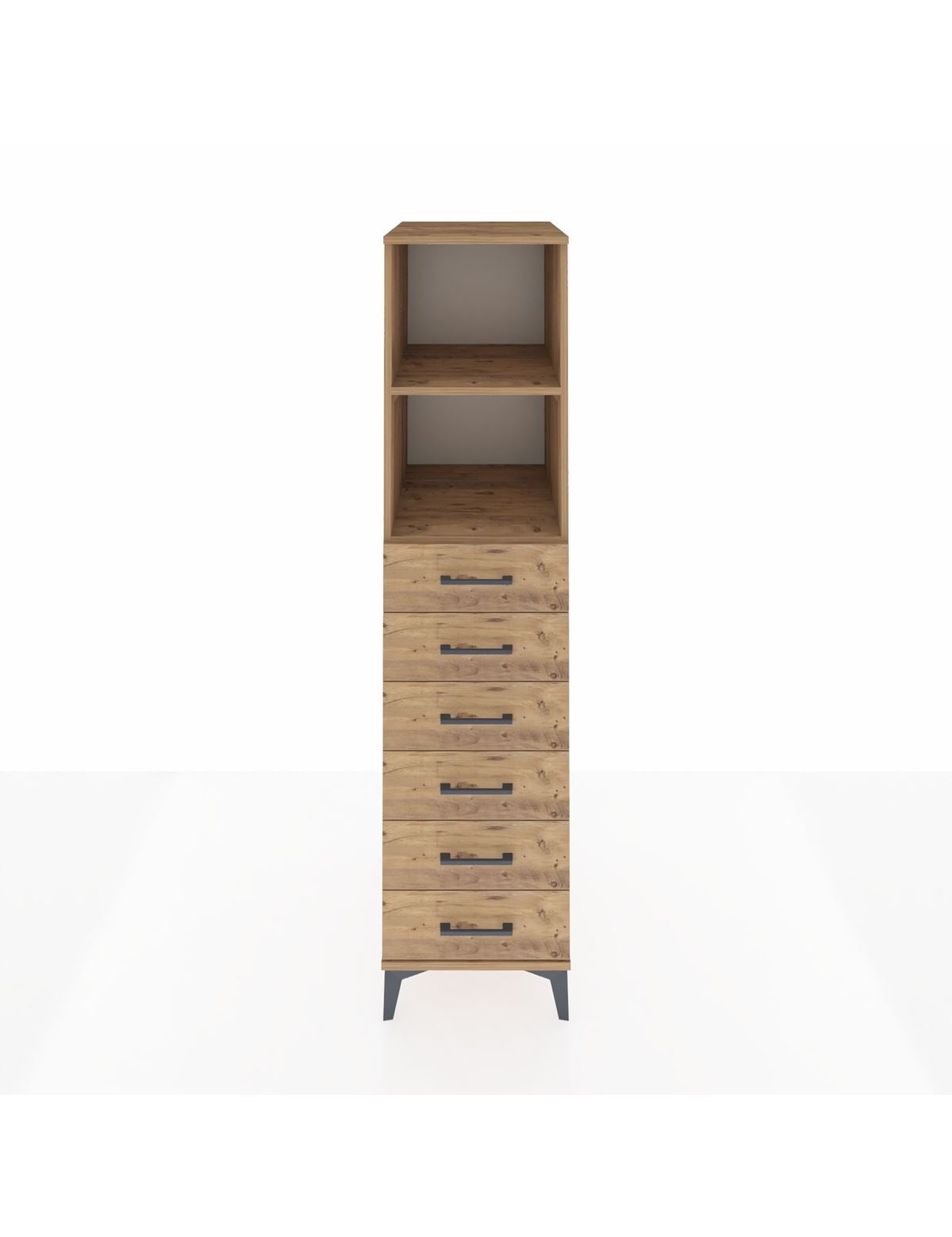 Kronos Dolap 2 Raflı 6 Çekmeceli 44x59x182 Çam-Çam