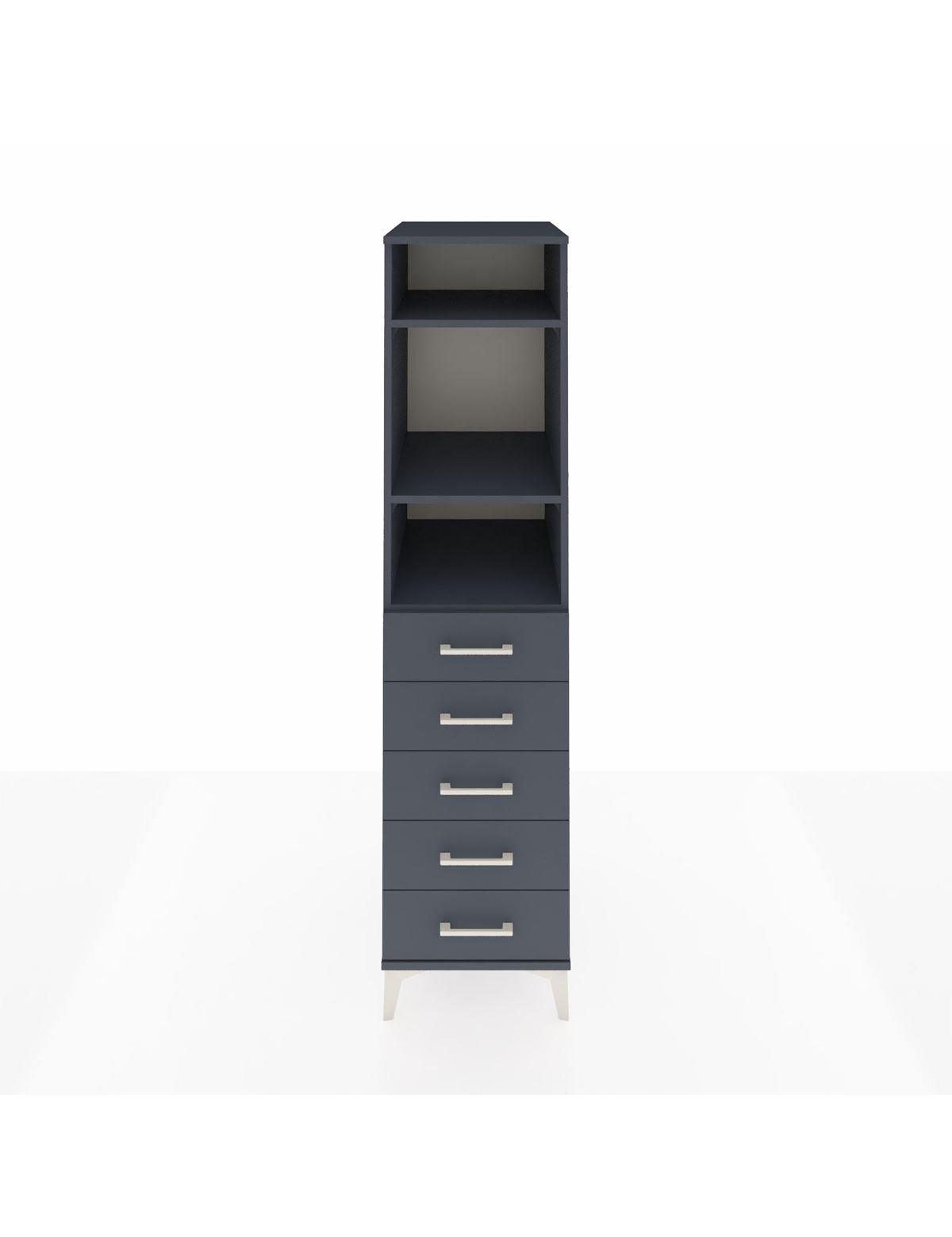 Kronos Dolap 3 Raflı 5 Çekmeceli 44x59x182 Antrasit-Antrasit