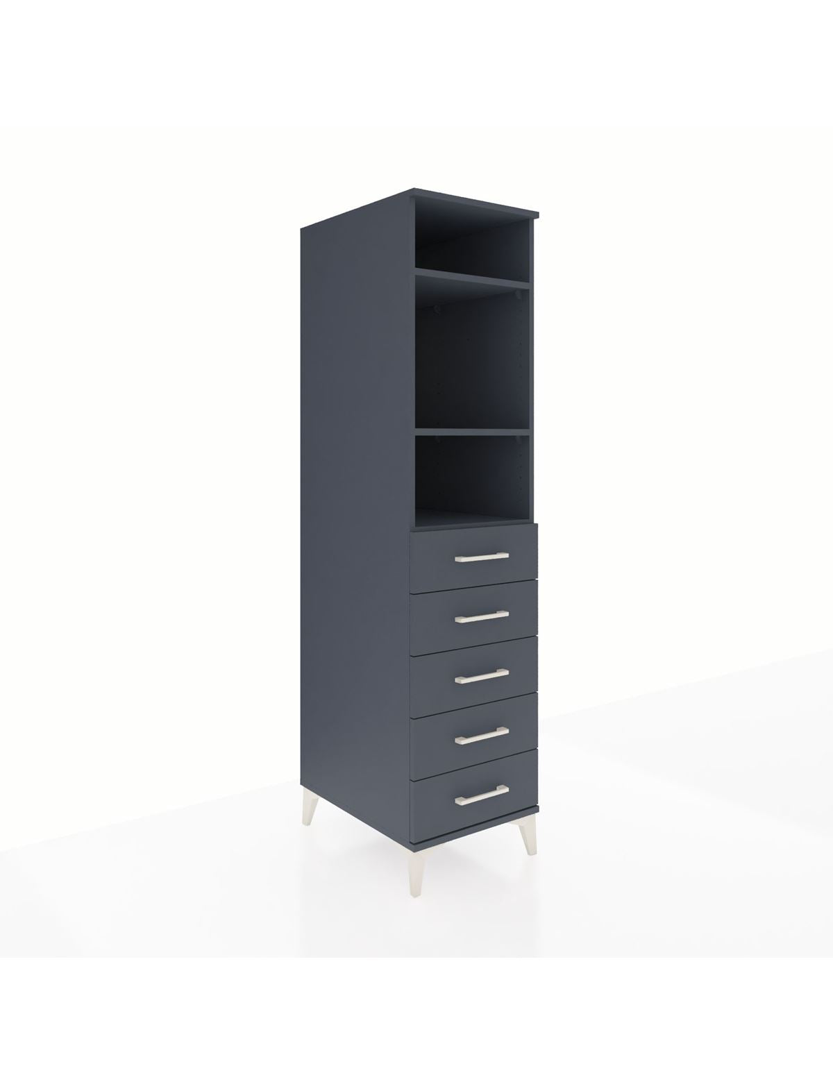 Kronos Dolap 3 Raflı 5 Çekmeceli 44x59x182 Antrasit-Antrasit