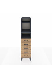 Kronos Dolap 3 Raflı 5 Çekmeceli 44x59x182 Antrasit-Çam