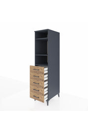 Kronos Dolap 3 Raflı 5 Çekmeceli 44x59x182 Antrasit-Çam