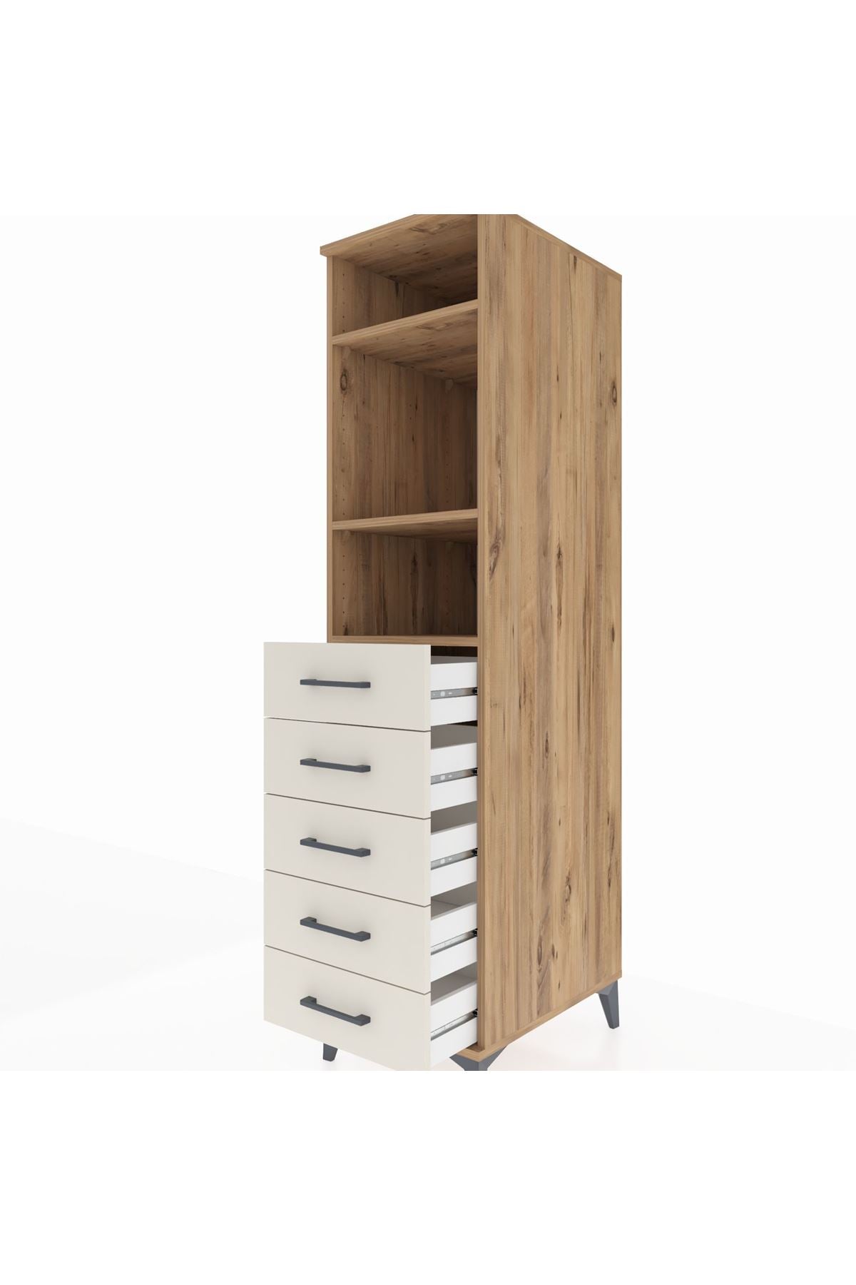 Kronos Dolap 3 Raflı 5 Çekmeceli 44x59x182 - S88M035V7C