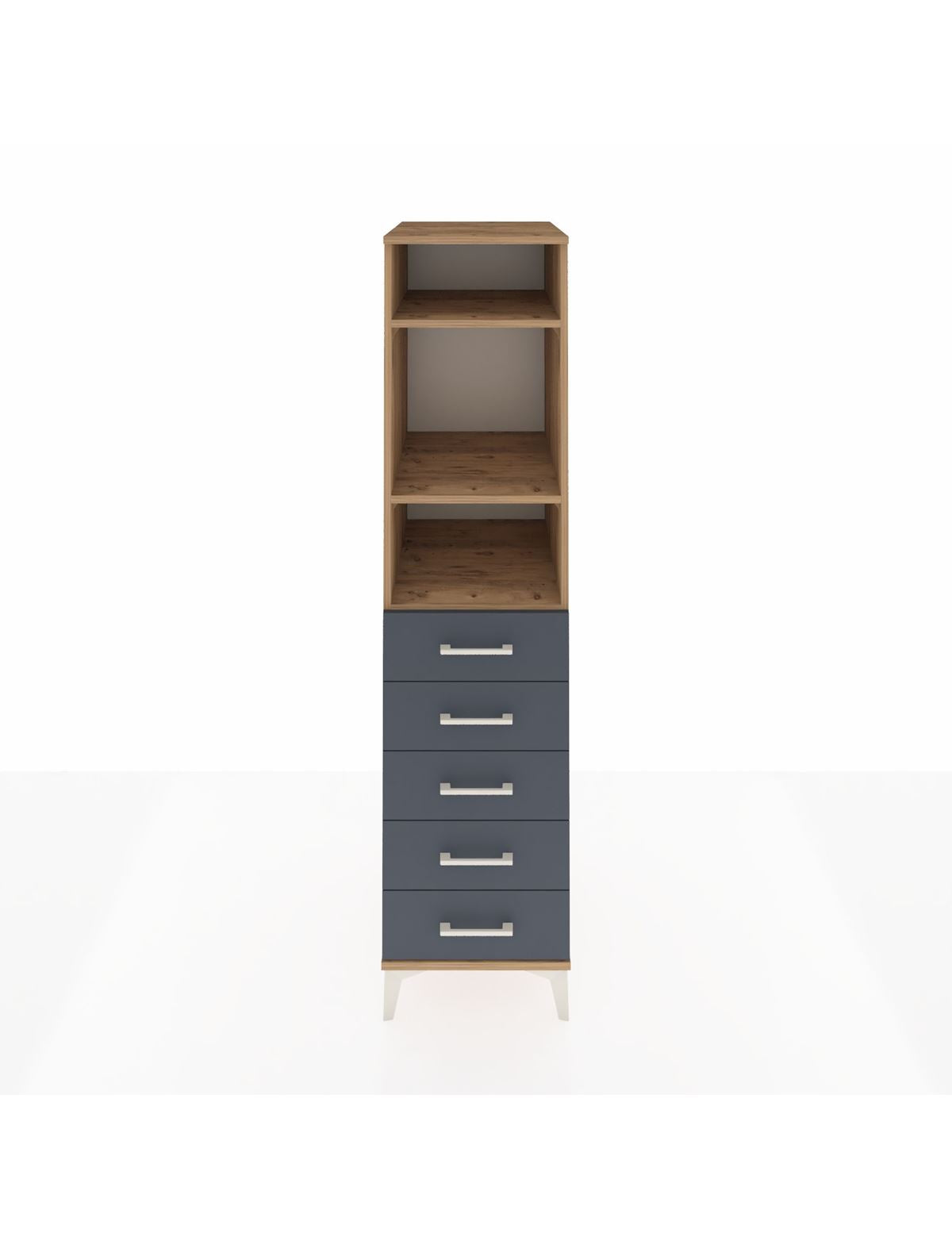 Kronos Dolap 3 Raflı 5 Çekmeceli 44x59x182 Çam-Antrasit