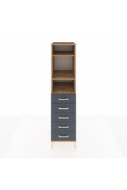 Kronos Dolap 3 Raflı 5 Çekmeceli 44x59x182 Çam-Antrasit