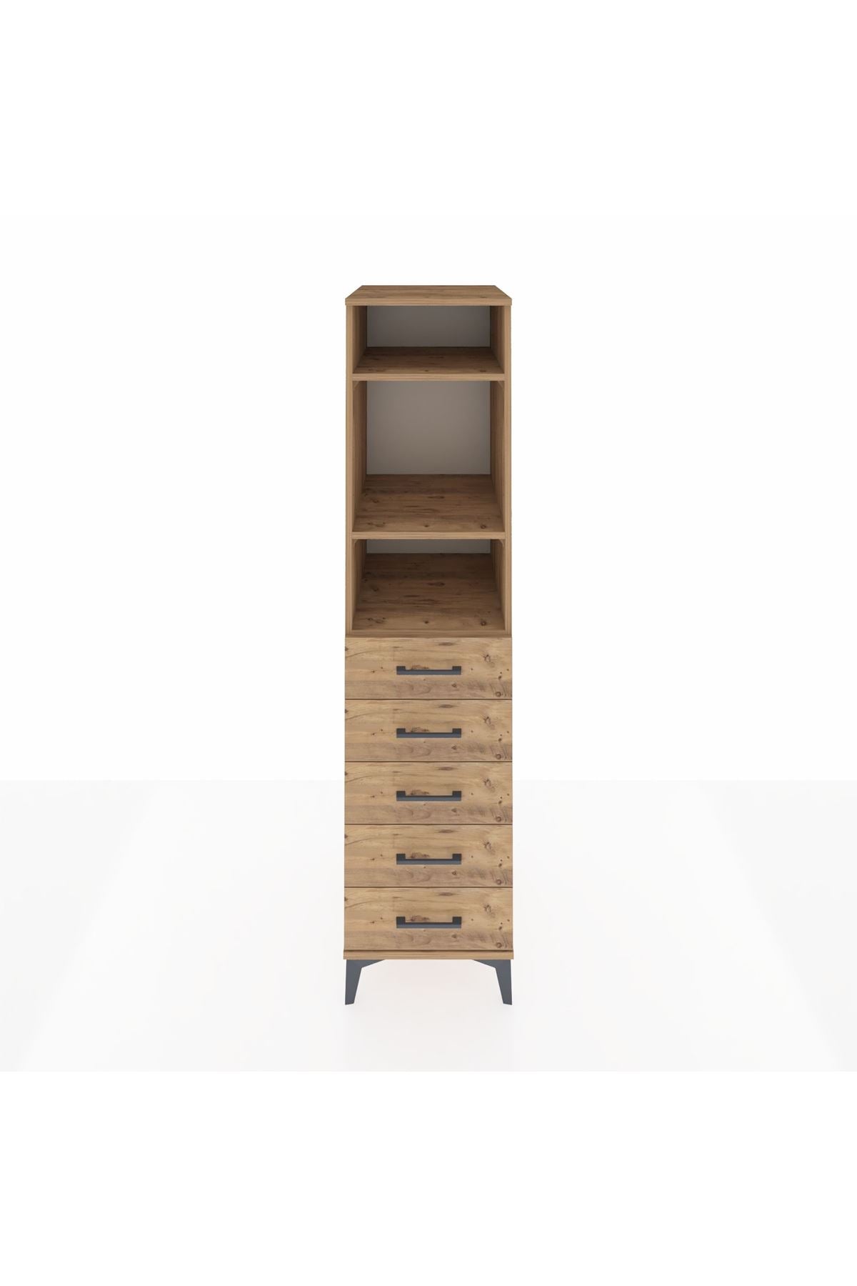 Kronos Dolap 3 Raflı 5 Çekmeceli 44x59x182 Çam-Çam