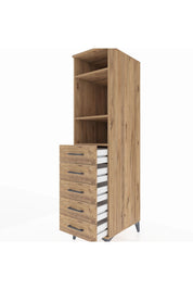 Kronos Dolap 3 Raflı 5 Çekmeceli 44x59x182 Çam-Çam