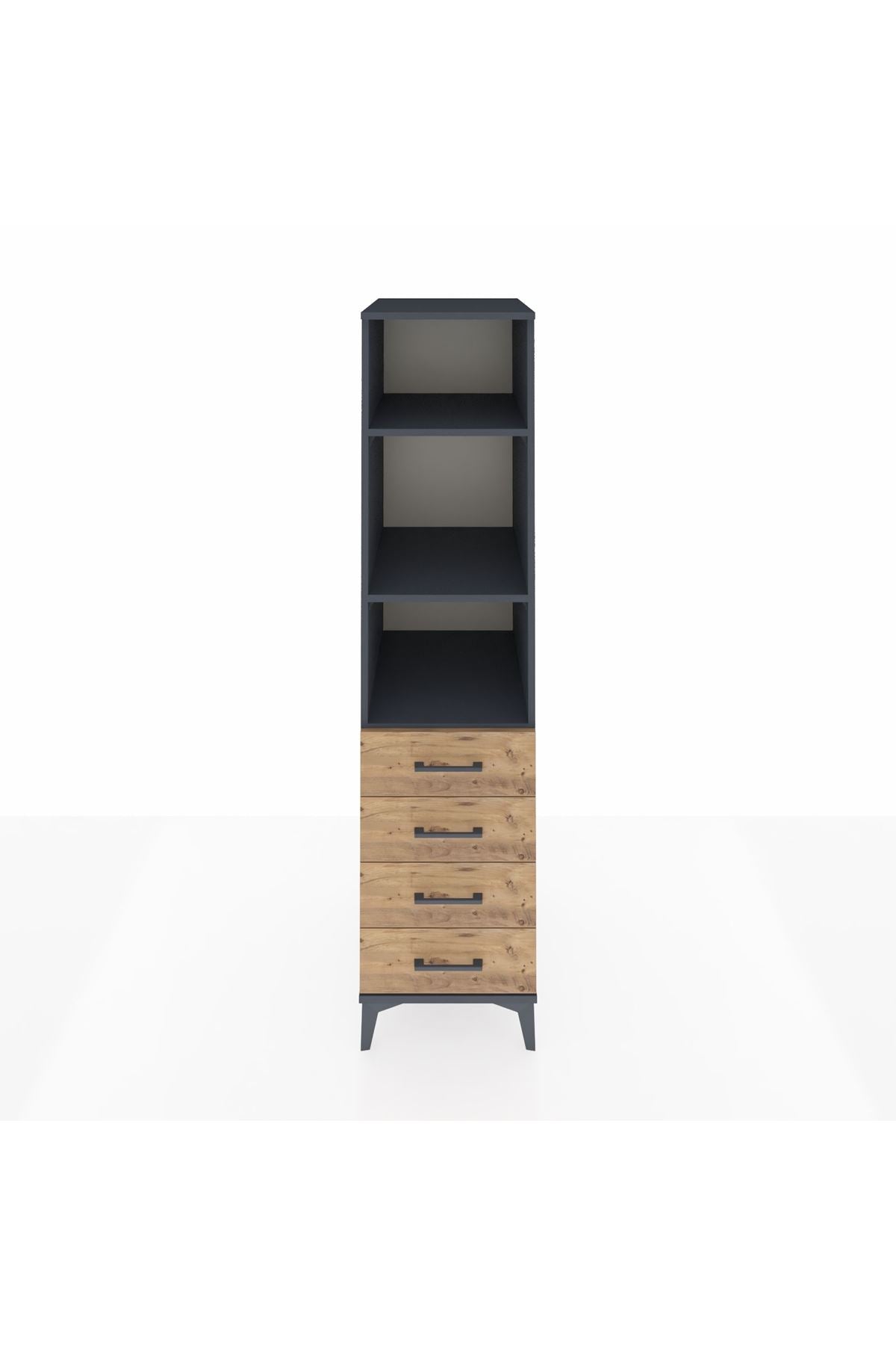 Kronos Dolap 3 Raflı 4 Çekmeceli 44x59x182 Antrasit-Çam