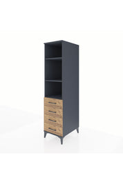 Kronos Dolap 3 Raflı 4 Çekmeceli 44x59x182 Antrasit-Çam