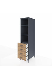 Kronos Dolap 3 Raflı 4 Çekmeceli 44x59x182 Antrasit-Çam