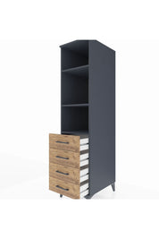 Kronos Dolap 3 Raflı 4 Çekmeceli 44x59x182 Antrasit-Çam