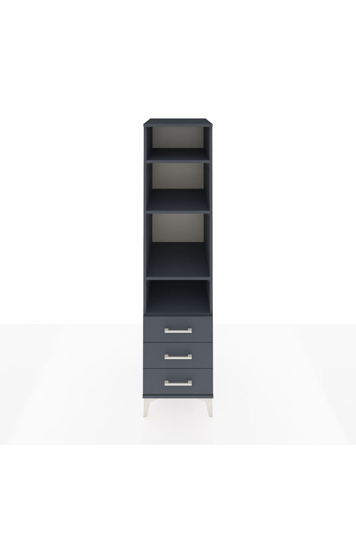 Kronos Dolap 4 Raflı 3 Çekmeceli 44x59x182 Antrasit-Antrasit