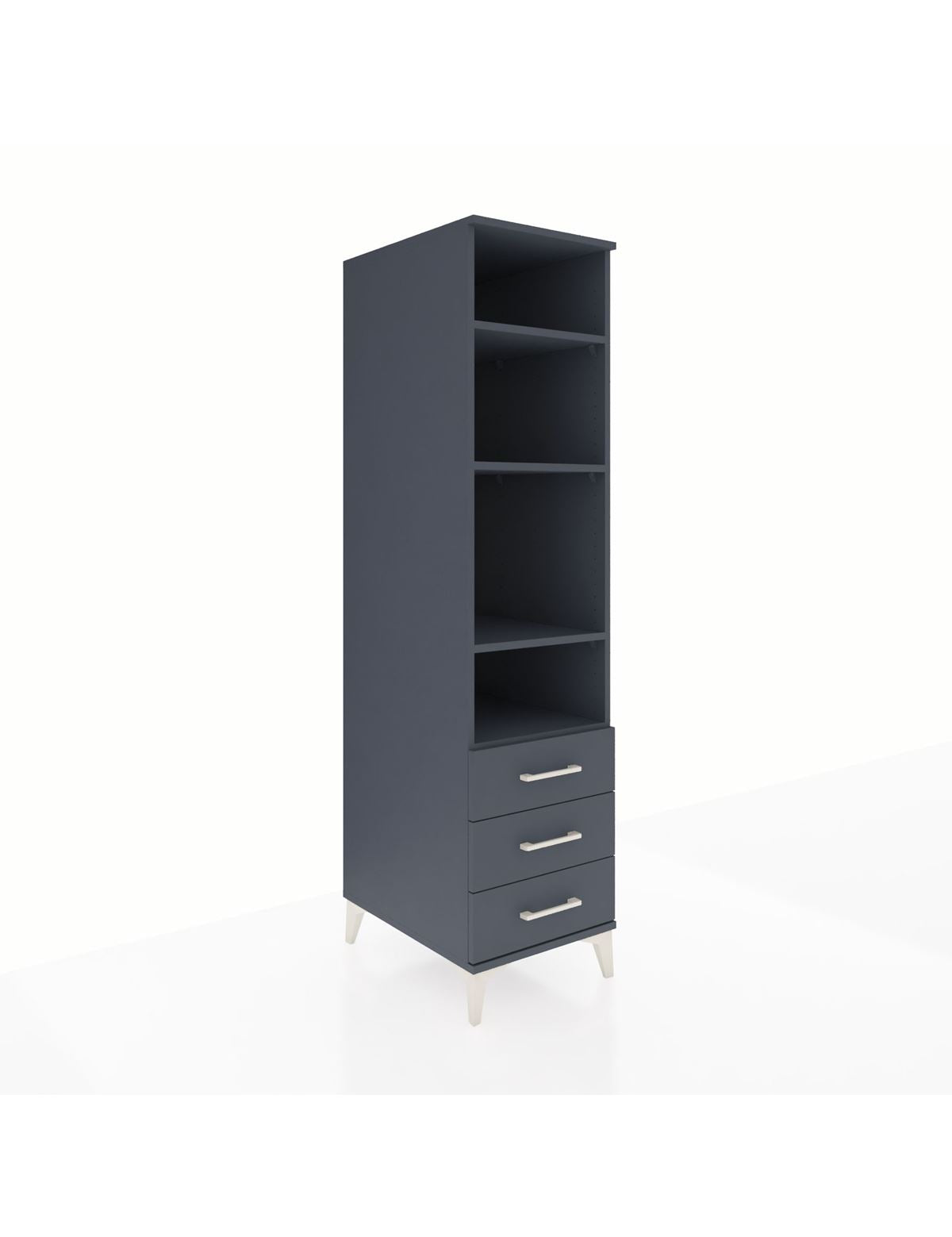 Kronos Dolap 4 Raflı 3 Çekmeceli 44x59x182 Antrasit-Antrasit
