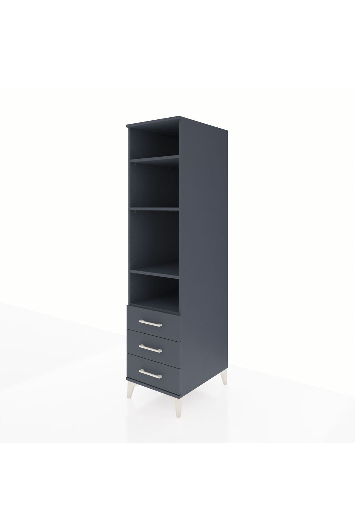 Kronos Dolap 4 Raflı 3 Çekmeceli 44x59x182 Antrasit-Antrasit
