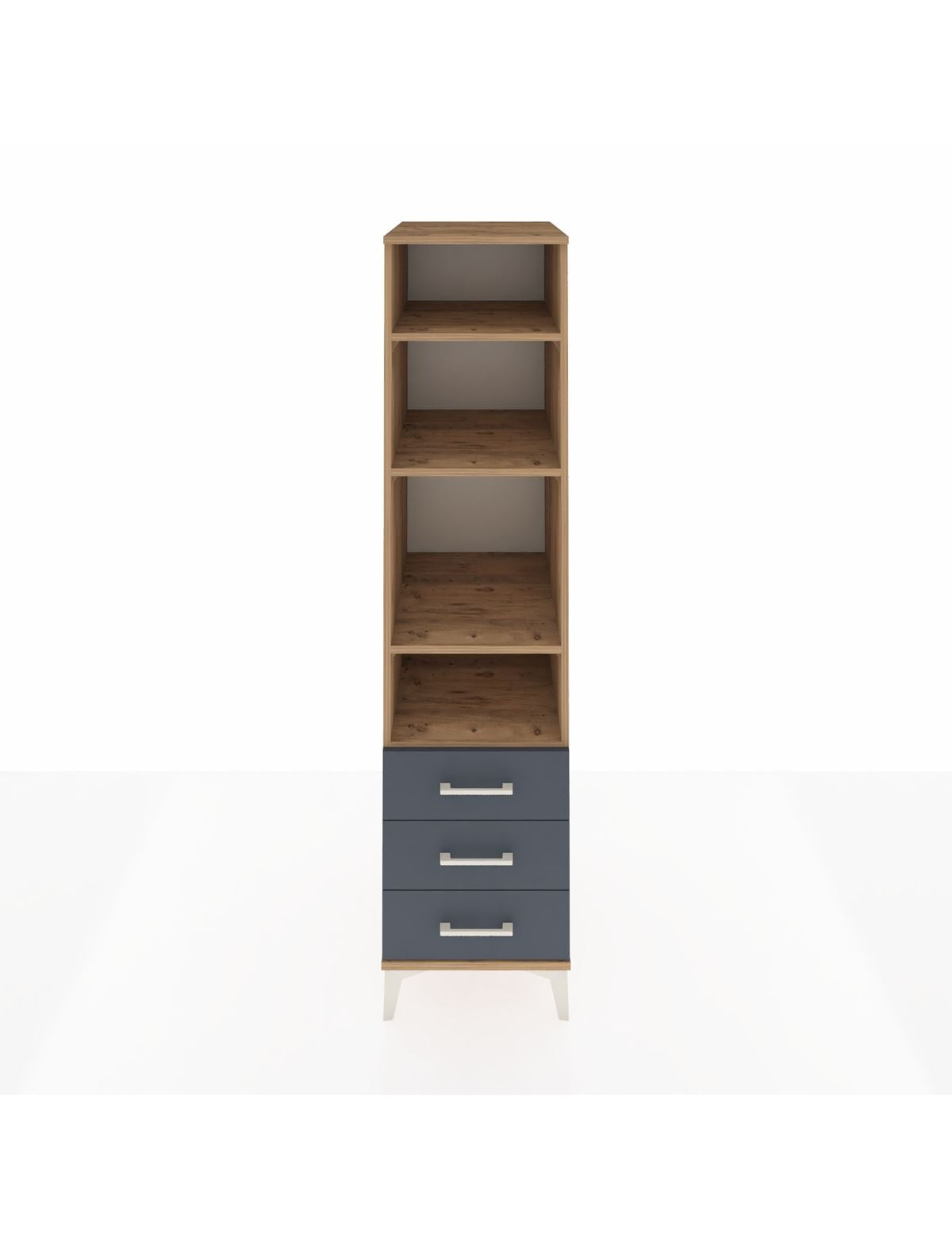 Kronos Dolap 4 Raflı 3 Çekmeceli 44x59x182 Çam-Antrasit