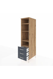 Kronos Dolap 4 Raflı 3 Çekmeceli 44x59x182 Çam-Antrasit