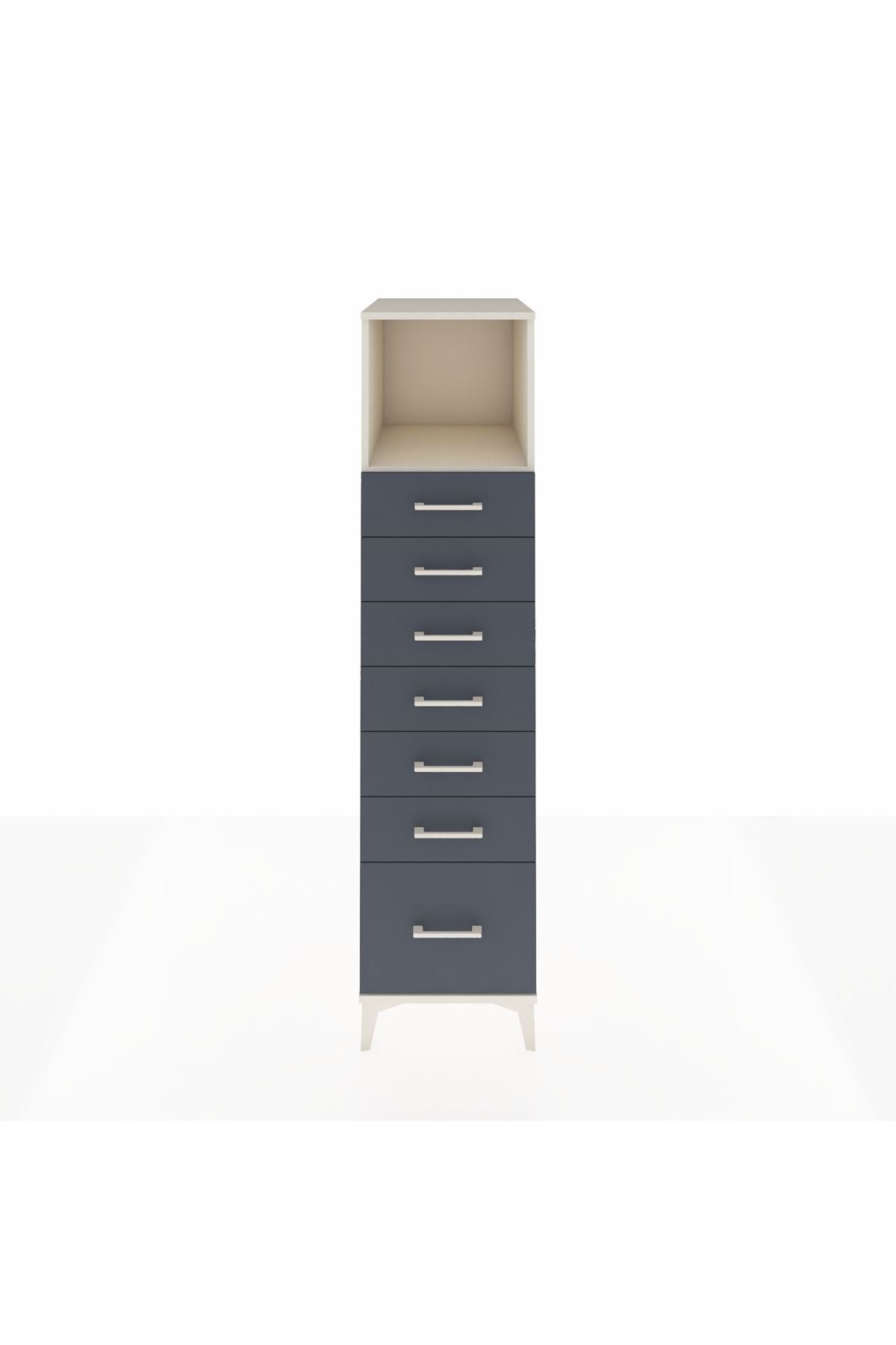 Kronos Dolap Tek Raflı 7 Çekmeceli 44x59x182 Aytaşı-Antrasit