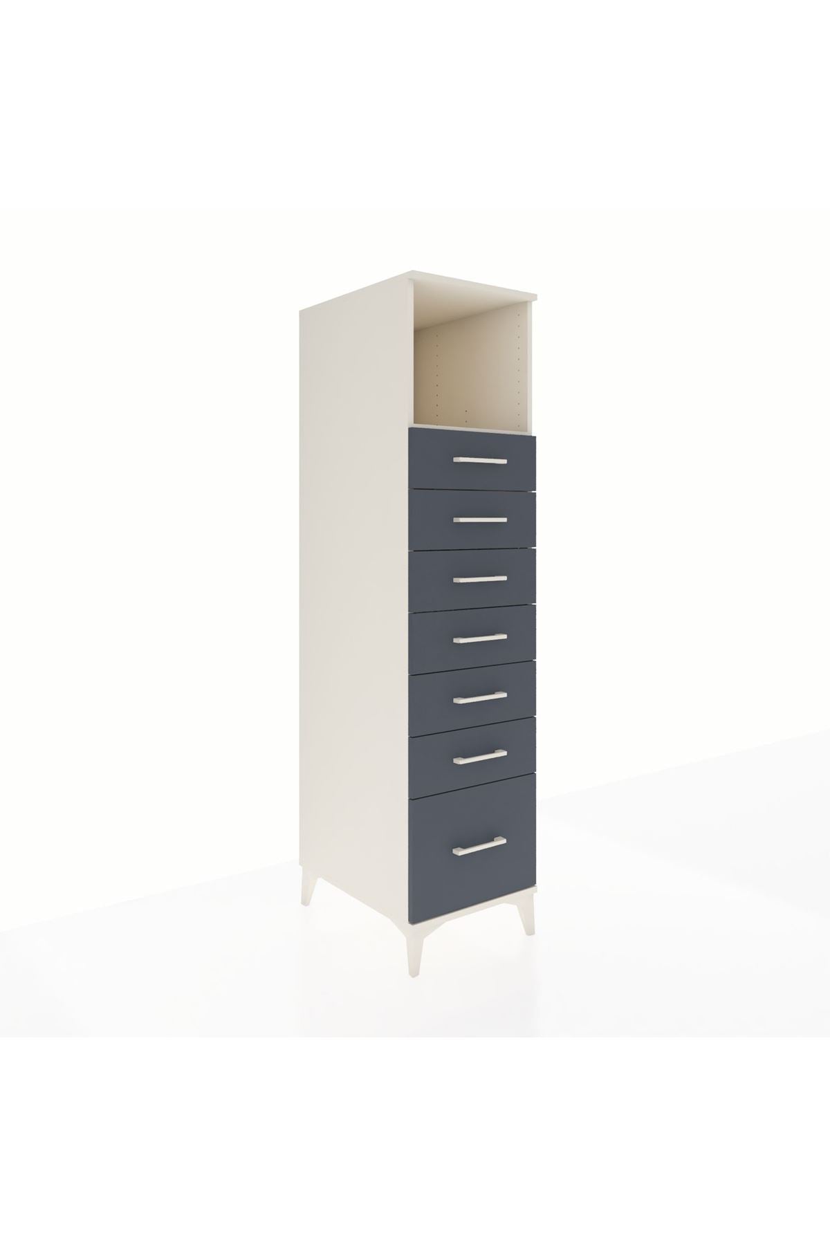 Kronos Dolap Tek Raflı 7 Çekmeceli 44x59x182 Aytaşı-Antrasit