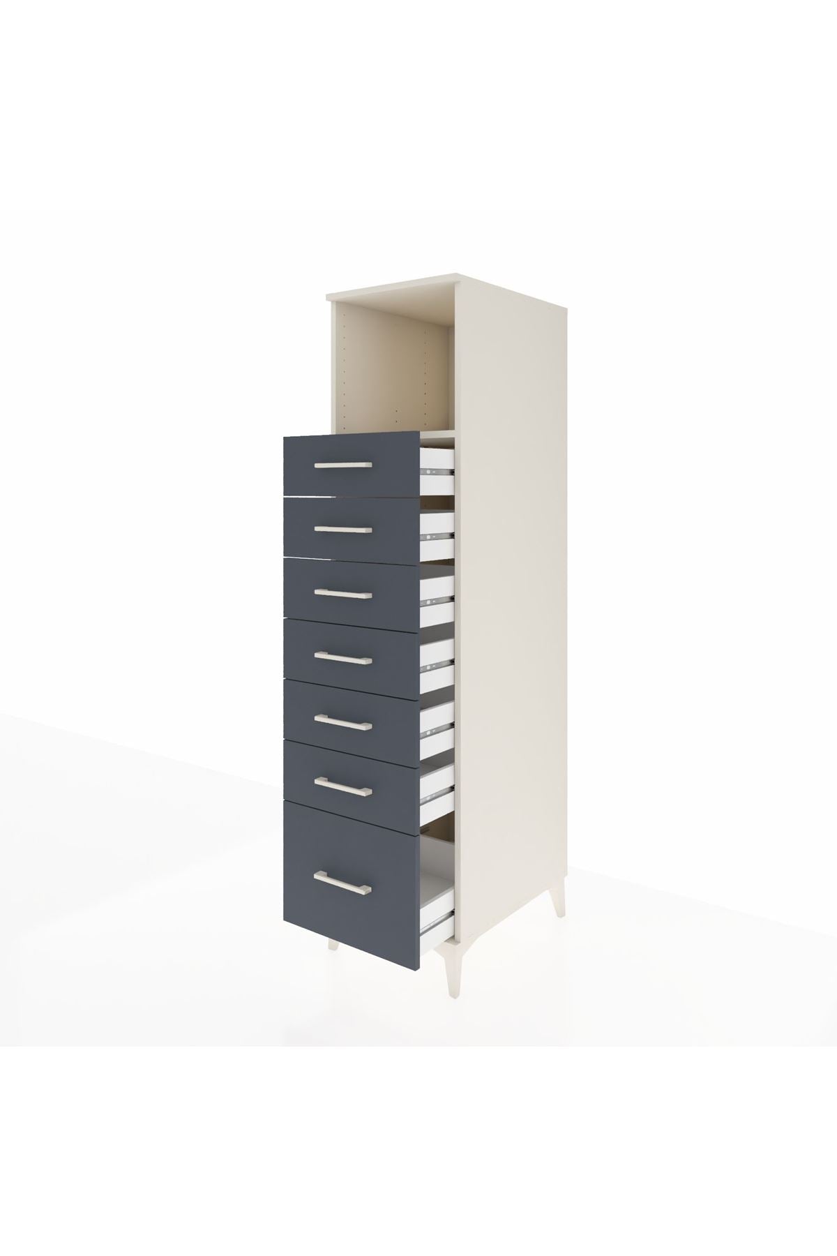 Kronos Dolap Tek Raflı 7 Çekmeceli 44x59x182 Aytaşı-Antrasit